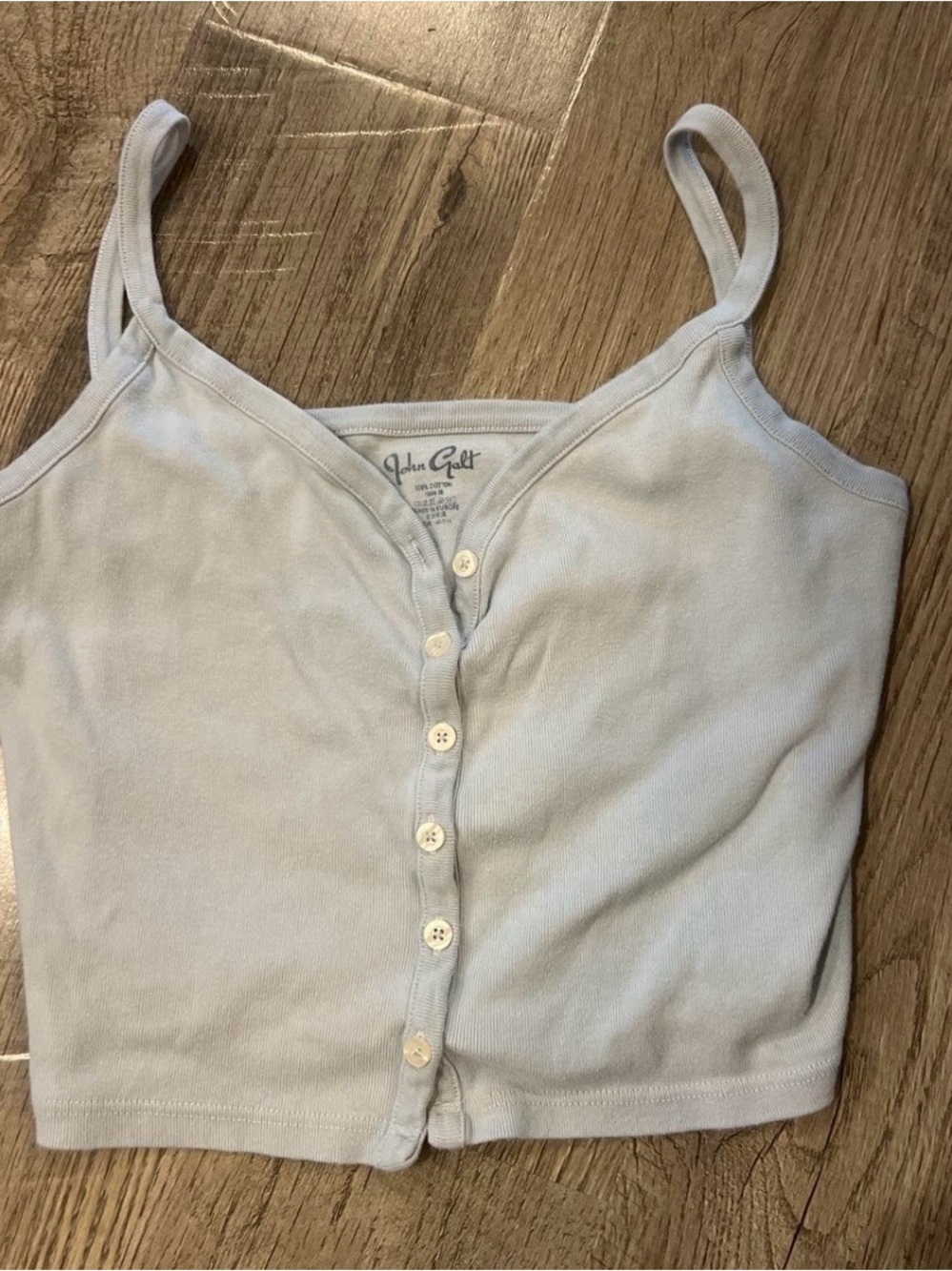 Brandy Melville Pale Blue Button-Front Cropped Cami